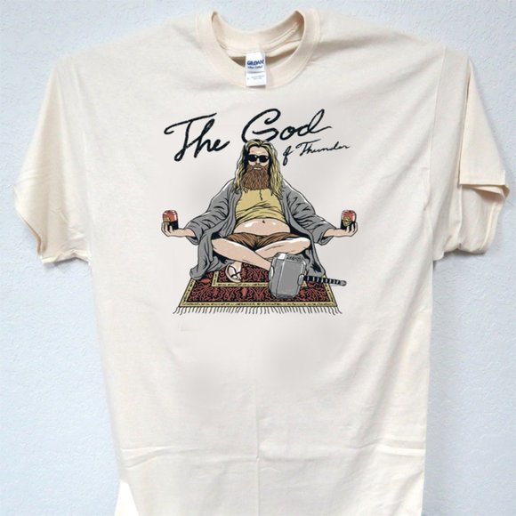 ABIDE, MEDITATION WHILE DRINKING BEER FUNNY COOL MENS IVORY TEE T-1708 - Picture 1 of 3